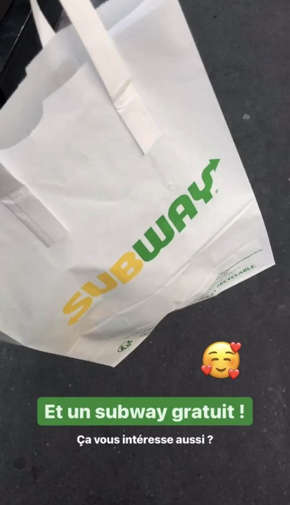 manger subway gratuitement