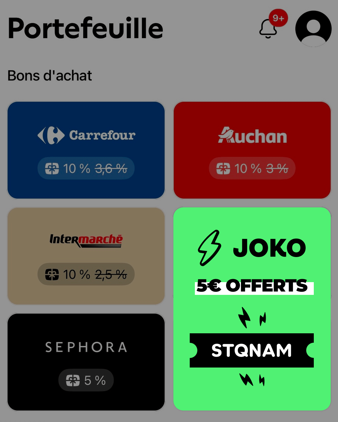 Bons d'achat Joko Joko bons d'achat