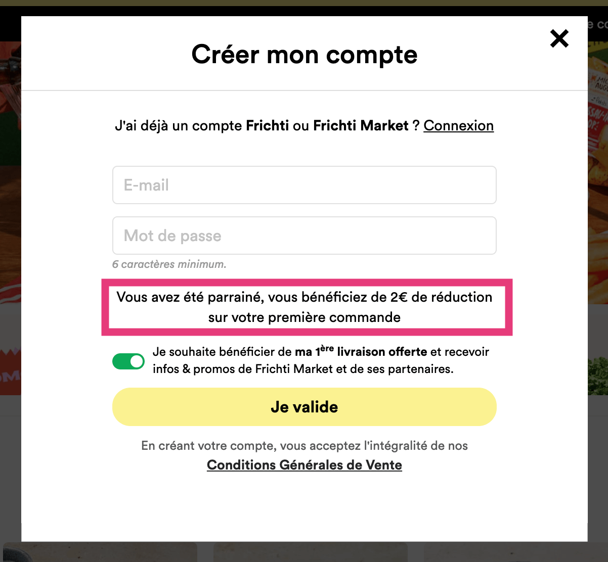 Où renseigner le code parrain Frichti ? Frichti Market code parrain