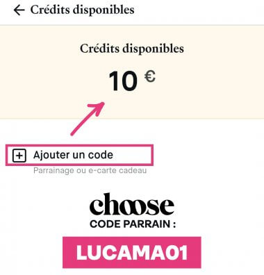 Code parrain Choose : 10€ offerts avec le code LUCAMA01