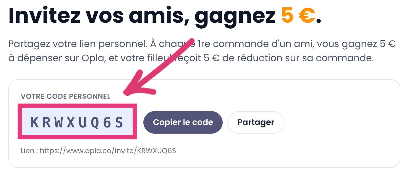 Opla - Code de parrainage