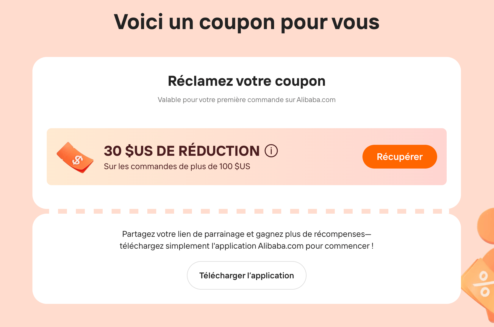Alibaba : offre parrainage avec le code promo